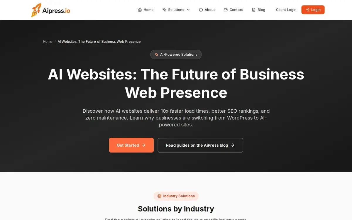 AiPress AI Websites crop used to illustrate structured inputs and review flow