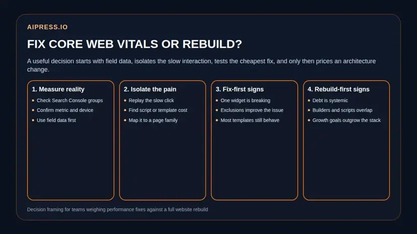 Core Web Vitals Rebuild Decision: Fix or Rebuild?