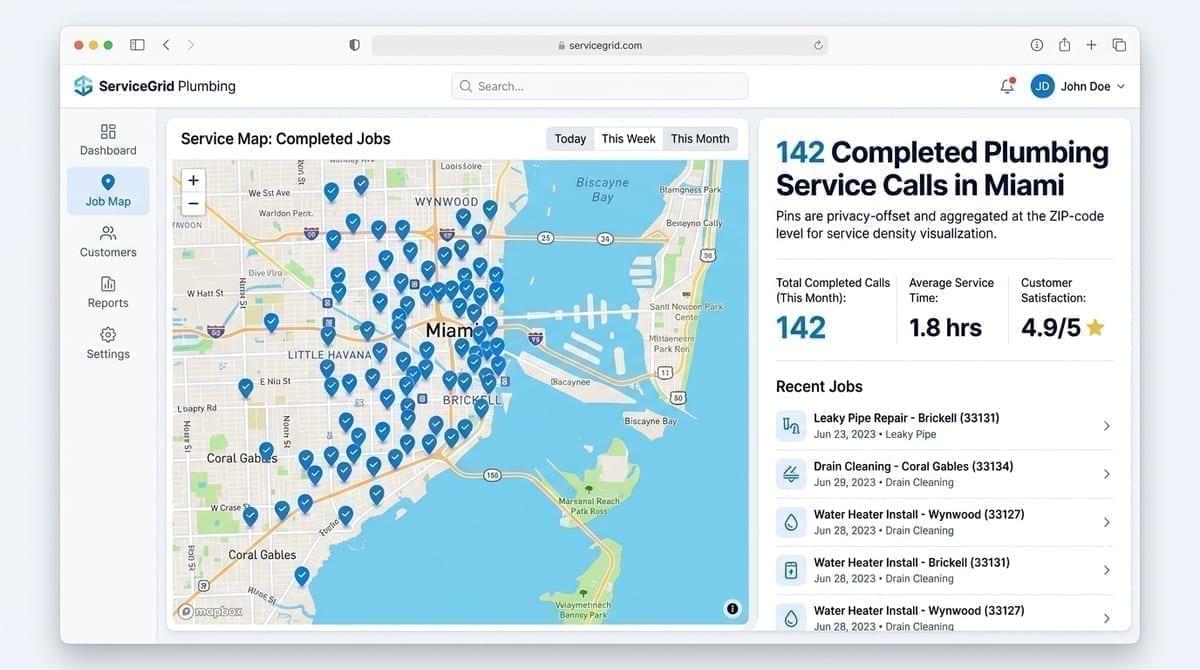 Plumbing job map example