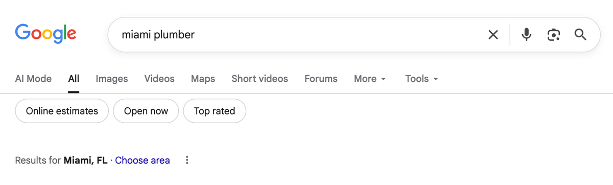 Example of intent separation: Miami Plumber vs Miami-Dade County Plumber pages with distinct data-driven content to avoid cannibalization