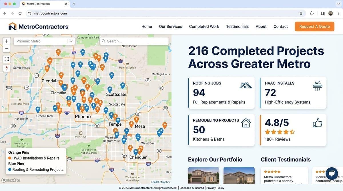 Contractor job map example