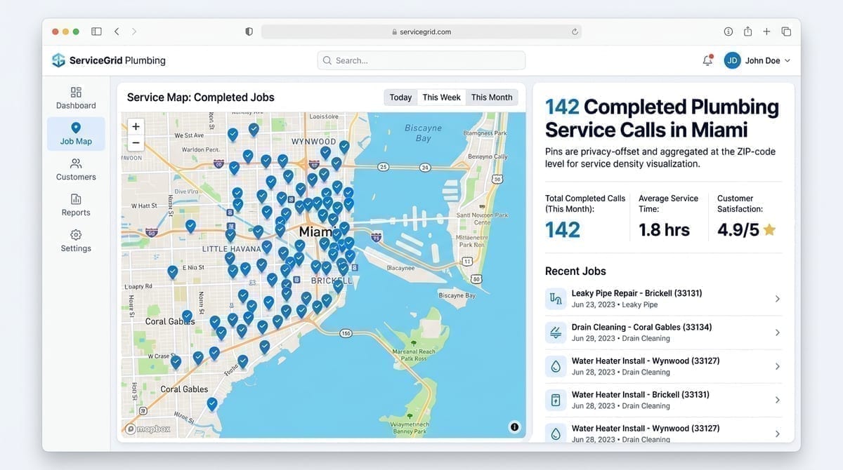 Plumbing job map example